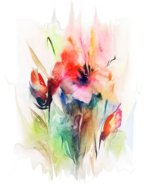 çiçek suluboya resim