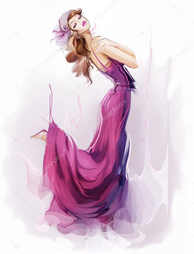 Girl in a lavender dress