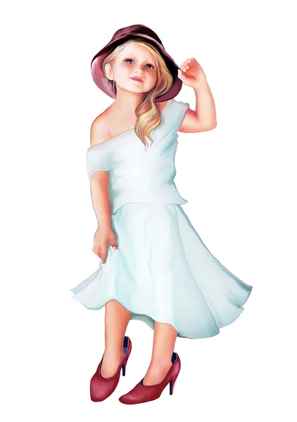 Kleines Mädchen mit braunem Hut — Stockfoto