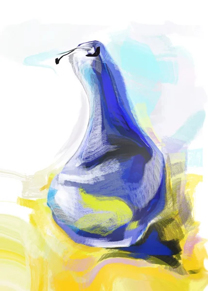 Blue pear illustration — Stock Photo, Image