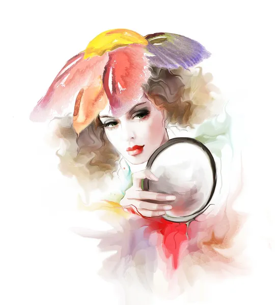 ayna ile güzel zarif kadın