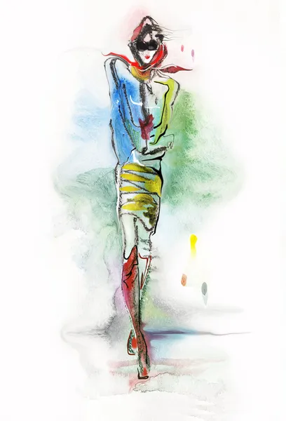 Illustration of fashionable woman — Stock Photo, Image