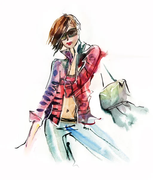 Illustration of fashionable woman — Stock Photo, Image