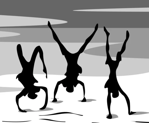 Jimnastikçi silhouettes — Stok Vektör