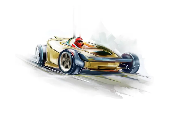 Gele Formule 1 auto — Stockfoto