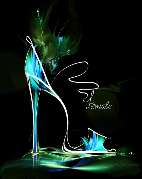 Green high heel woman shoe — Stock Photo, Image
