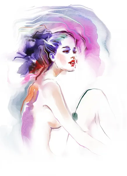 Çizim güzel kadın portresi