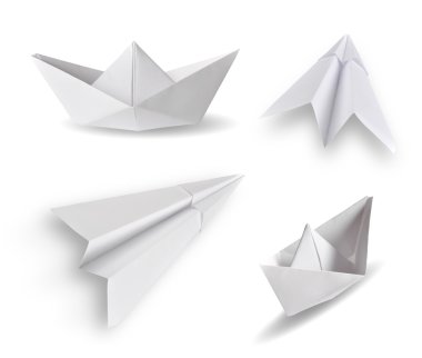 Paper ships and paper planes clipart