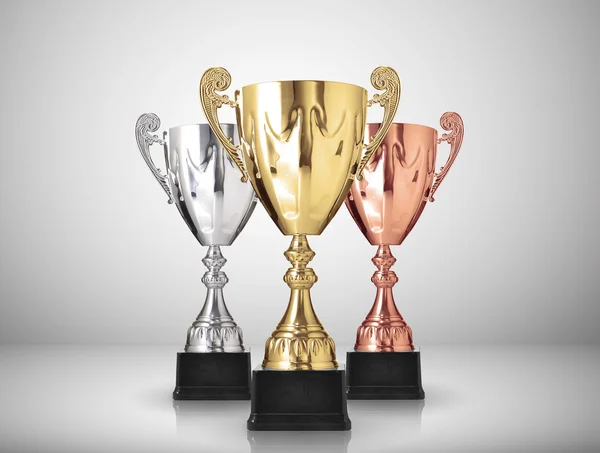 Trophies on gray background — Stock Photo, Image