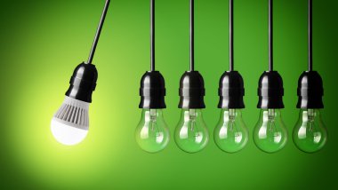 LED bulb and simple light bulbs clipart