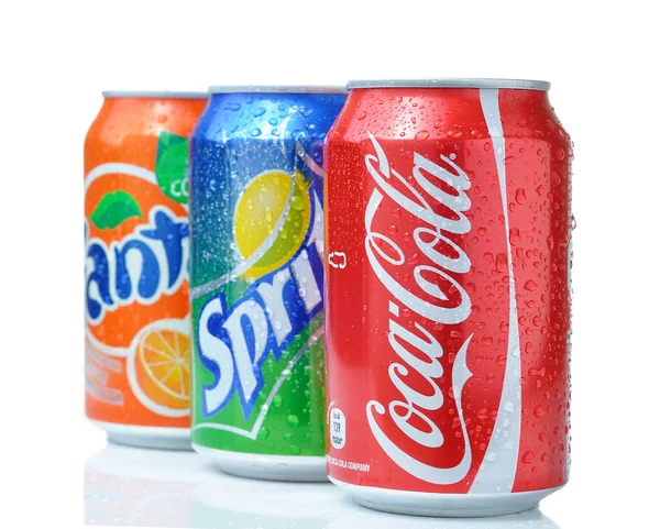 Coca-Cola, Fanta und Sprite Stockbild