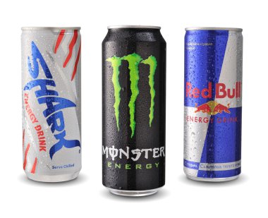köpekbalığı, red bull ve canavar enerji içeceği
