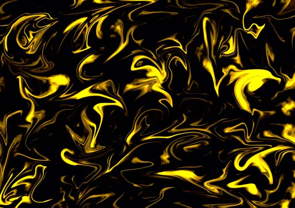 具有波纹效果的大理石纹理图案黄色和黑色背景液态油图案 — 图库照片