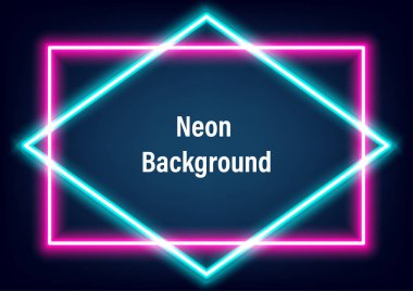 Vector illustration background with neon blue and pink rectangle typography frame for banner, product advertisement, and marketing.