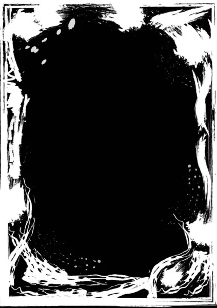 Vector Painted Grunge Brush Black Ink Splashes Decorated Frame Design — Archivo Imágenes Vectoriales