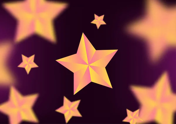 星形渐变黄粉色中心和周围的焦点模糊不清 用来装饰节日 新年和圣诞节的背景 — 图库矢量图片