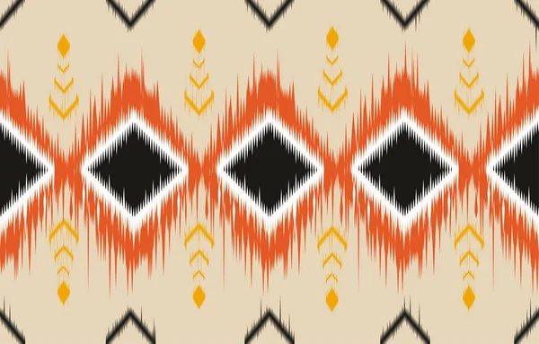 Geometrisk Ikatmønster Gul Oransje Hvit Svart Farge Etnisk Stammestil Utforming – stockvektor