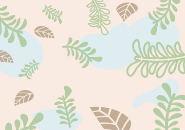 Yaprakların, dalların ve toprak tonları, yeşiller, kahverengiler gibi organik şekillerin doğal arkaplanı..