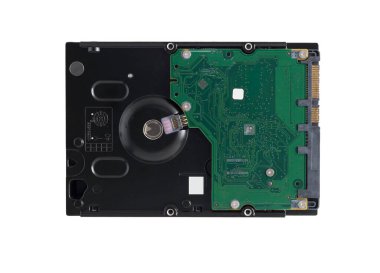 3.5 inch swivel plate internal hard disk drive for desktop computer on white background.top view,flat lay,top down.
