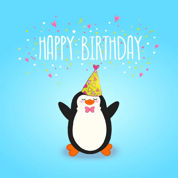 Happy Birthday Karte Hintergrund mit niedlichen Pinguin — Stock