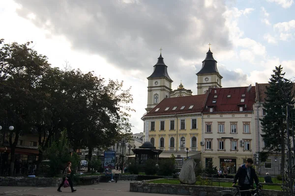 Pohled Katedrálu Vzkříšení Krista Historickém Centru Ivano Frankivsk Ukrajina Září — Stock fotografie