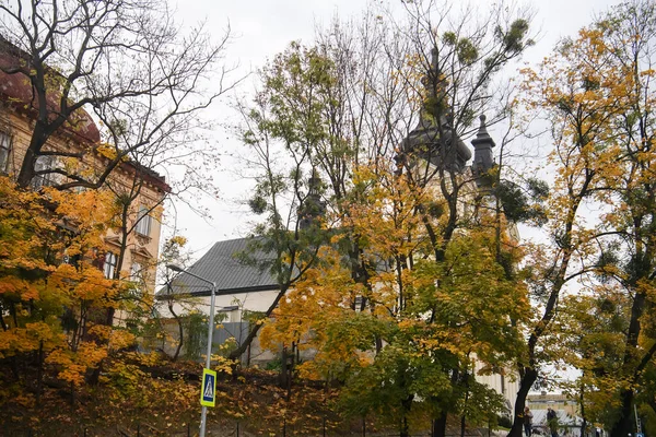 Vue d'Autemn à l'église carmélite ou Michael l'Archange église à Lviv, Ukraine. Octobre 2021 — Photo