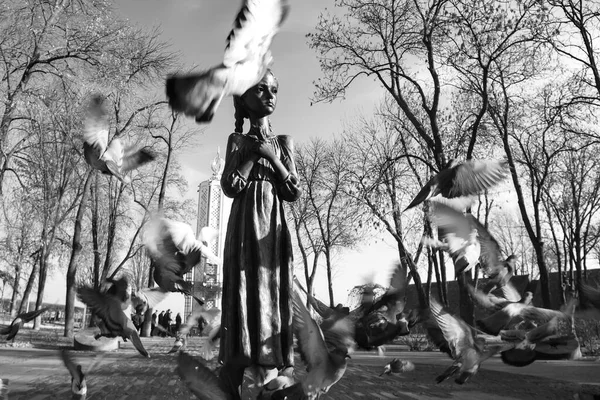 Güvercinler 1932 Yılları Arasında Açlıktan Ölen Ukrayna Daki Holodomor Anıtı — Stok fotoğraf