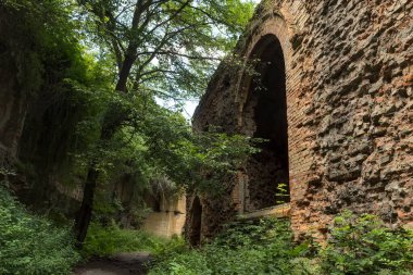 Ukrayna 'nın Rivne bölgesindeki Dubno Kalesi ya da Tarakaniv Kalesi' nin kalıntıları. Fort 'un içi. Yüksek kalite fotoğraf