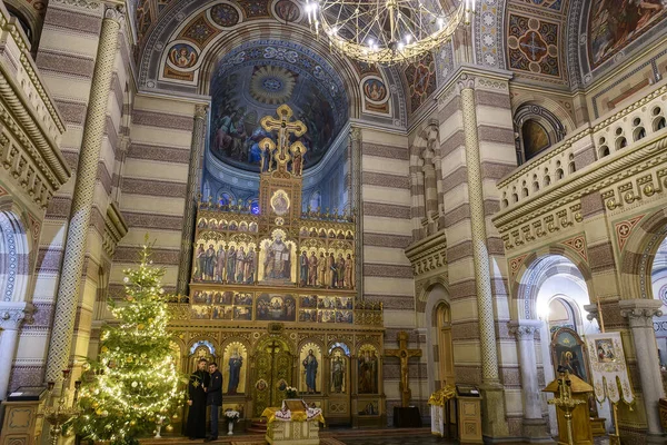 Interior Iglesia Ortodoxa Los Tres Santos Territorio Universidad Nacional Chernivtsi — Foto de Stock