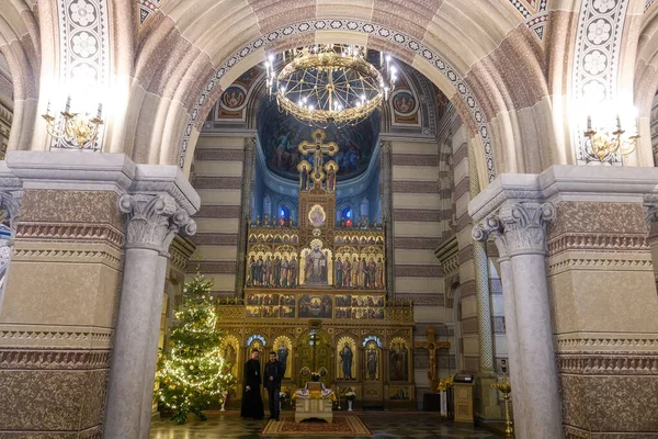 Interior Iglesia Ortodoxa Los Tres Santos Territorio Universidad Nacional Chernivtsi — Foto de Stock