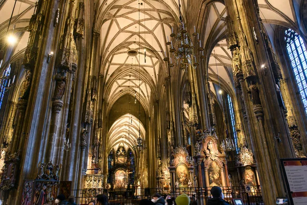 Bel Intérieur Gothique Cathédrale Saint Étienne Stephansdom Vienne Autriche Janvier — Photo