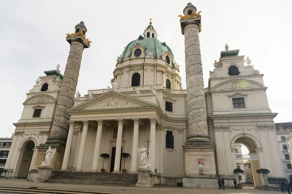 Vista Famosa Iglesia Barroca San Carlos Karlskirche Viena Austria Enero — Foto de Stock
