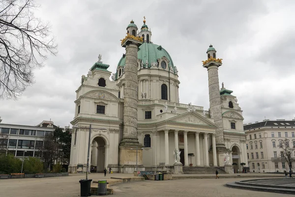 Vista Famosa Iglesia Barroca San Carlos Karlskirche Viena Austria Enero — Foto de Stock
