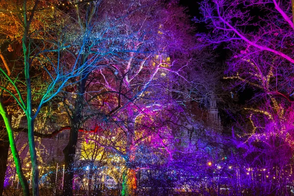 Lumineux Éclairage Vacances Sur Place Rathausplatz Près Hôtel Ville Vienne — Photo