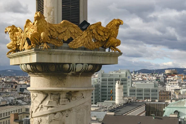 Gouden Adelaars Toren Van Karlskirche Panoramisch Uitzicht Wenen Vanuit Charles — Stockfoto