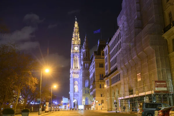 Вечірній Вид Готичний Будинок Віденської Мерії Або Wiener Rathaus Відні — стокове фото