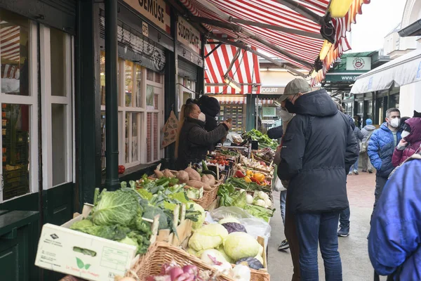 Muestra Con Productos Alimenticios Naschmarkt Mercado Más Popular Viena Austria — Foto de Stock