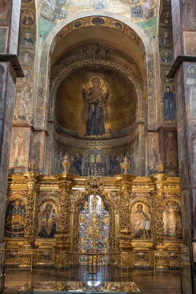 Interior Sophia Cathedral Mosaic Orans Kyiv Frescoes Wall Golden Altar —  Fotos de Stock