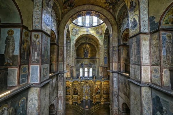 Interior Sophia Cathedral Mosaic Orans Kyiv Frescoes Wall Golden Altar —  Fotos de Stock