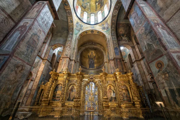 Interior Sophia Cathedral Mosaic Orans Kyiv Frescoes Wall Golden Altar — Fotografia de Stock