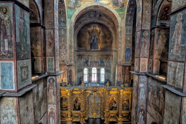 Interior Sophia Cathedral Mosaic Orans Kyiv Frescoes Wall Golden Altar — Stock fotografie