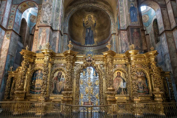 Interior Sophia Cathedral Mosaic Orans Kyiv Frescoes Wall Golden Altar — Stockfoto