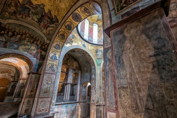 Interior Sophia Cathedral Mosaic Painting Frescoes Wall Golden Altar Kyiv — Fotografia de Stock