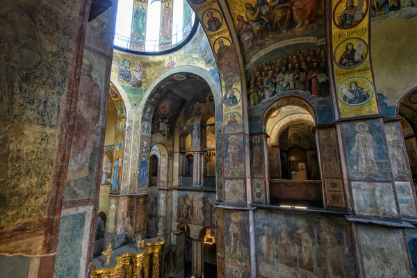 Interior Sophia Cathedral Mosaic Painting Frescoes Wall Golden Altar Kyiv — Stock Photo, Image
