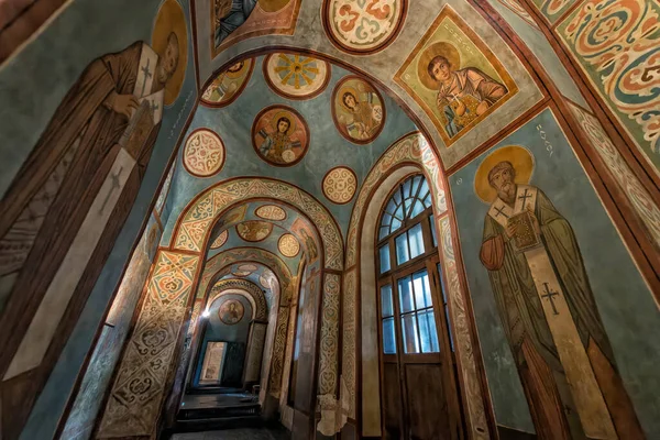 Interior Sophia Cathedral Mosaic Painting Frescoes Wall Golden Altar Kyiv — Stockfoto