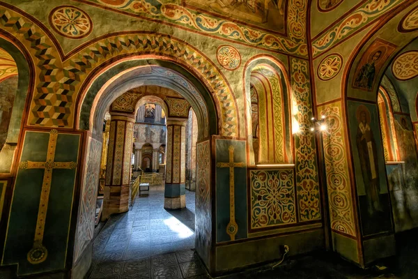 Interior Sophia Cathedral Mosaic Painting Frescoes Wall Golden Altar Kyiv — Zdjęcie stockowe