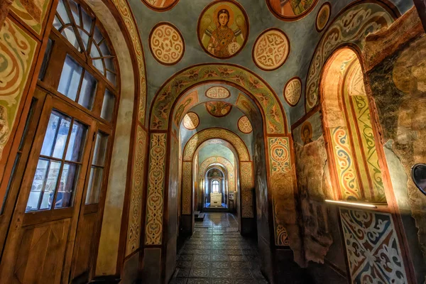 Interior Sophia Cathedral Mosaic Painting Frescoes Wall Golden Altar Kyiv — Stockfoto