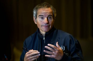 Uluslararası Atom Enerjisi Ajansı IAEA Genel Müdürü Rafael Mariano Grossi 13 Ekim 2022 'de Ukrayna' nın Kyiv kentinde verdiği brifingde