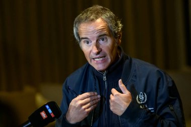 Uluslararası Atom Enerjisi Ajansı IAEA Genel Müdürü Rafael Mariano Grossi 13 Ekim 2022 'de Ukrayna' nın Kyiv kentinde verdiği brifingde