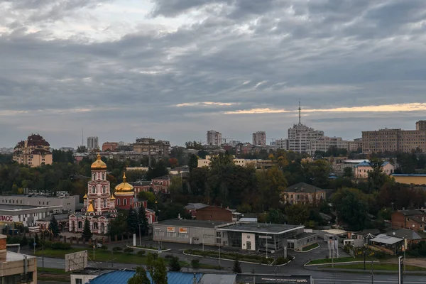 Panorama Van Het Centrale Deel Van Kharkiv Met Kathedraal Van — Stockfoto